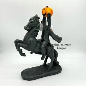 Headless Horseman w/ LED Light Up Jack-o-lantern 19” Halloween Figure Statue NEW